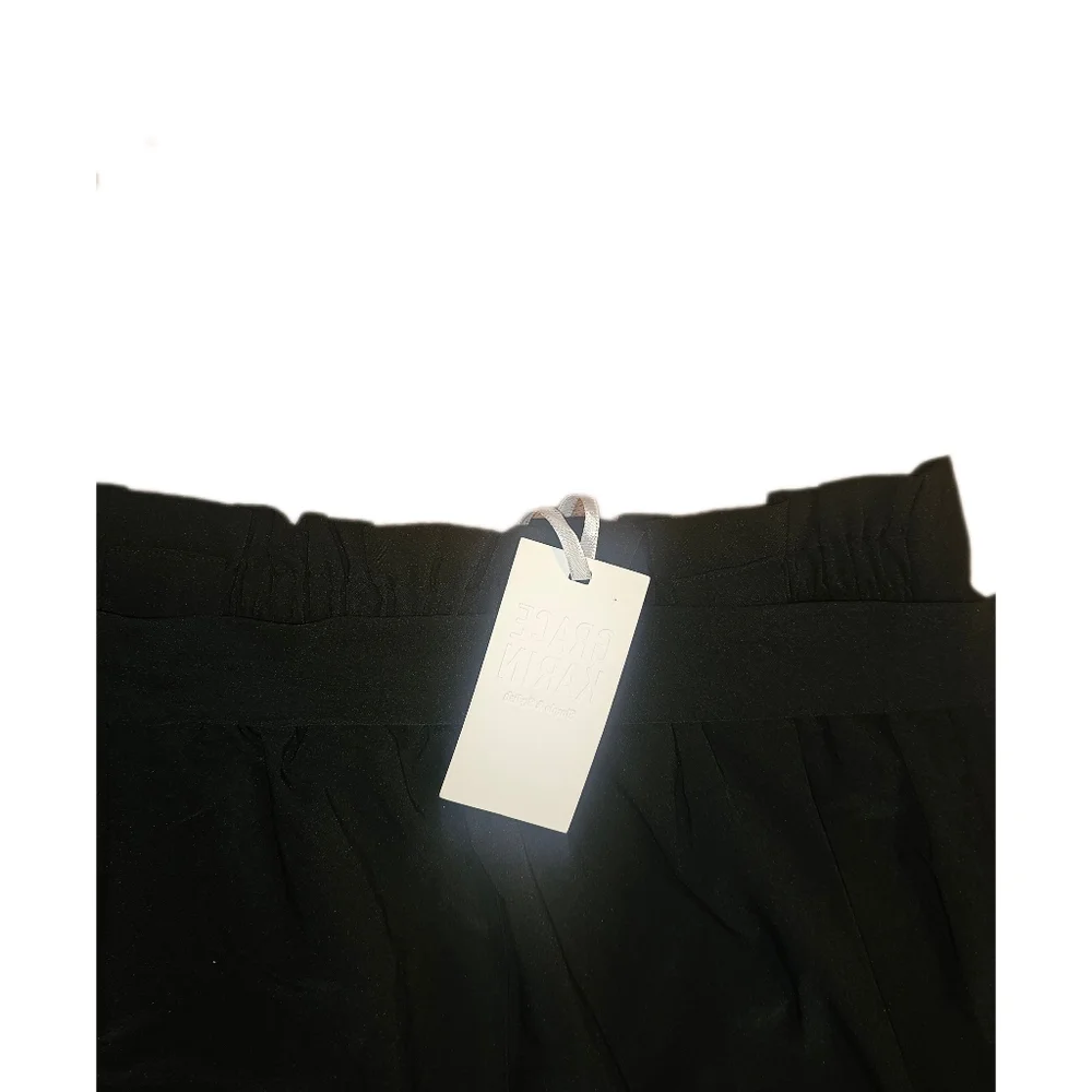 Grace Karin Women's Casual Pants Solid High Waist Black Tie-Waist Pants, Size L - Picture 3 of 3